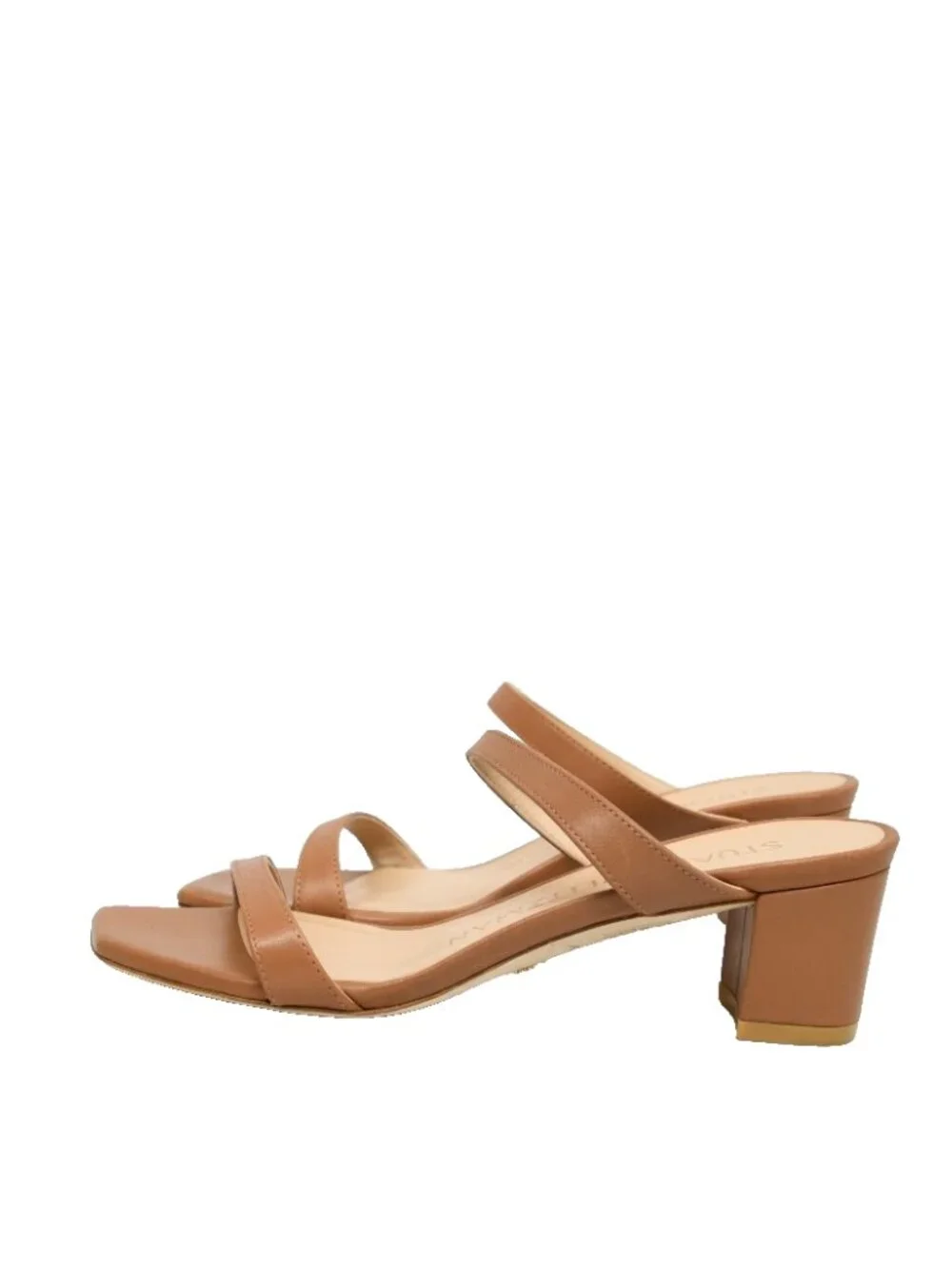 $450 Stuart Weitzman Aleena Wedge Slide LEATHER SLIP ON mule TAN 6 US (TF16)